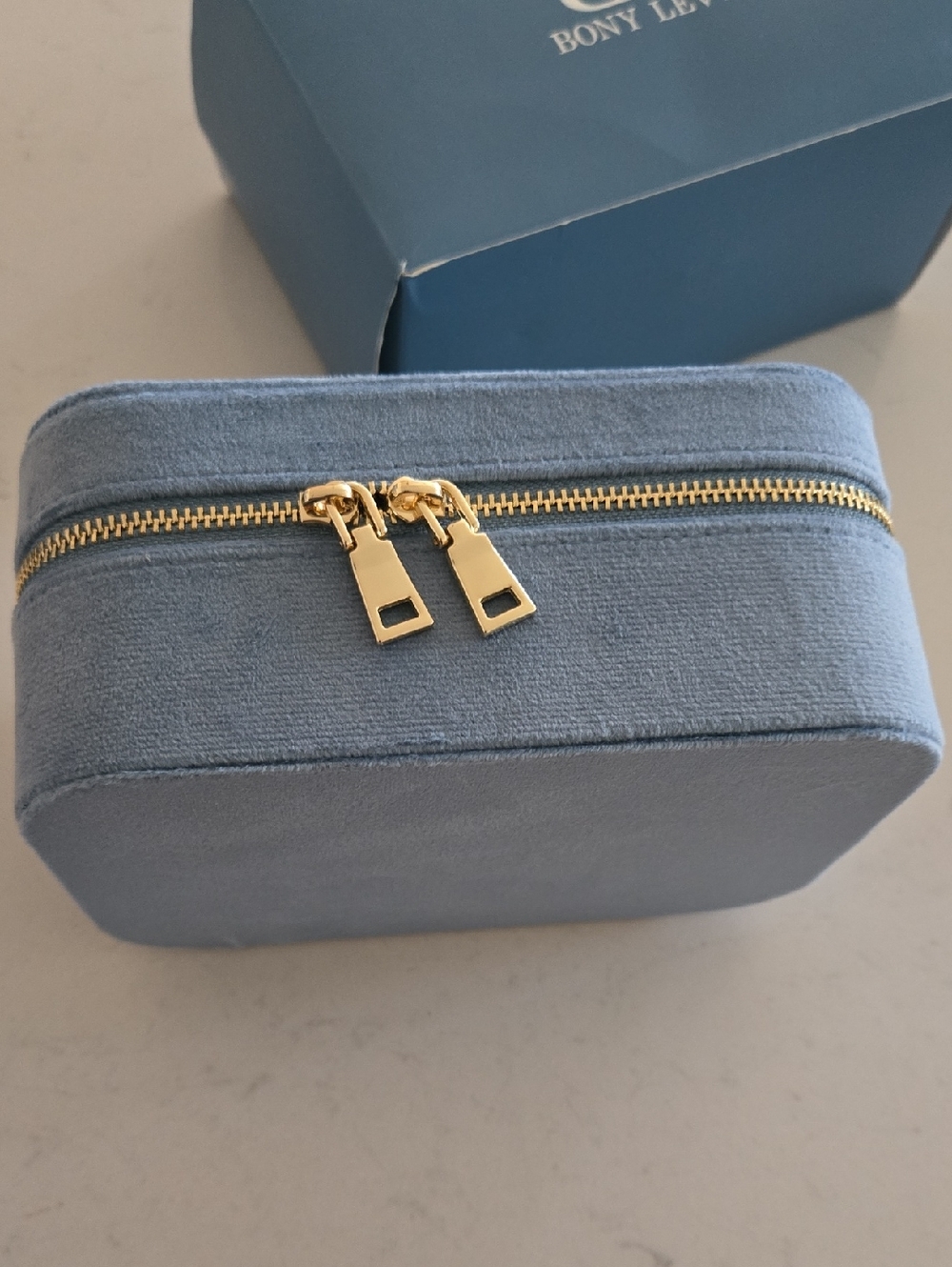 New In Box Bony Levy Blue Travel Jewelry Box Case Zipper Jewelry Storage Box - Picture 6 of 9